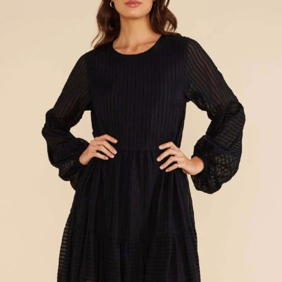 EUC MINKPINK Lylah Long Sleeve Dress in Black, Relaxed Fit, Size Large - Picture 2 of 16